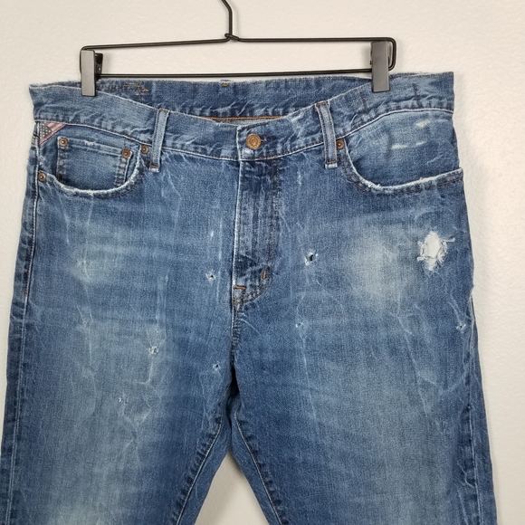 Denim & Supply Ralph Lauren Blue Distressed Denim Slouch Jeans Size 36x30 - Picture 3 of 16